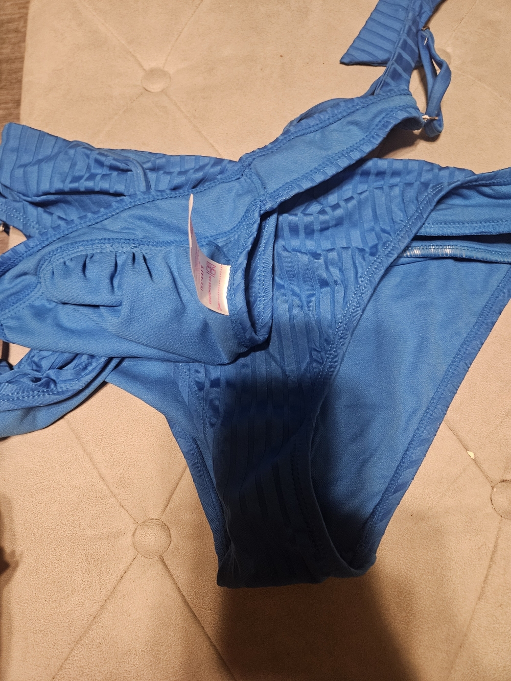 No Boundaries Blue Ribbed Triangle Bikini Set - Picture 4 of 4